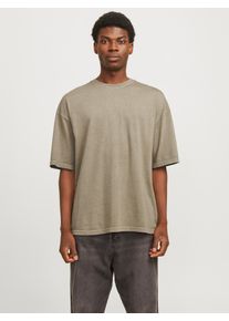 Jack & Jones JACK & JONES Herren Rundhalsshirt "JJECHARGE FADED TEE O-NECK NOOS", silber, modisch, Gr. L, unifarben, Jersey, Obermaterial: 100% Baumwolle, Shirts,