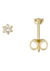 Firetti Damen Paar Ohrstecker "Schmuck Geschenk Gold 750 Ohrschmuck Solitär", 0,2 ct P2 = erkennbare Einschlüsse, Gelbgold 585-Diamanten, gold,