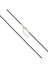 Vivance Damen Collierkettchen "925/- Sterling Silber rhod. Kautschuk 42cm", 42cm, Silber 925 (Sterlingsilber), L: 42cm B: 2.0mm, schwarz, Silber 925