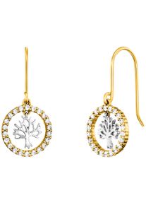JULIE JULSEN Damen Paar Ohrhänger "925/- Sterling Silber rhodiniert/vergoldet 44 Zirkonia Baum", ONE-SIZE, Silber 925 (Sterlingsilber), bunt, Silber