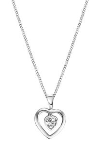 Firetti Damen Kette mit Anhänger "Schmuck Geschenk Silber 925 Halsschmuck Halskette Panzerkette Herz", Silber 925 (Sterlingsilber), L: 45cm B: 1,1mm,