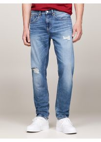 Tommy Jeans Herren Destroyed-Jeans "AUSTIN SLIM TPRD DH6135", blau, casual, Gr. 33, Destroyed-Effekte, Denim/Jeans, Obermaterial: 99% Baumwolle, 1%