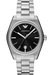 Emporio Armani Herren Quarzuhr, silber, Armbanduhren, Armbanduhr, Herrenuhr, Edelstahlarmband, analog, Tag