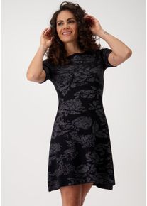 monari Damen Strickkleid, schwarz, modisch, Gr. 42, unifarben, glänzend, Strick, Obermaterial: 55% Baumwolle, 37% Viskose, 5% Polyamid, 3% Polyester,
