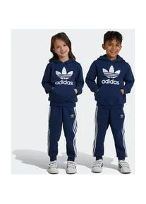 Trainingsanzug Adidas ORIGINALS "HOODIE SET" Gr. 122, blau (night indigo) Kinder Sportanzüge