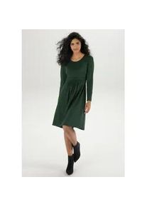 Jerseykleid Aniston SELECTED Gr. 40, N-Gr, grün (tannengrün) Damen Kleider mit gerafftem Taillenbund; unifarben