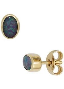 Paar Ohrstecker Jobo Ohrringe Gr. Gelbgold 585, gelb (gelbgold 585) Damen oval 585 Gold mit Opal-Tripletten