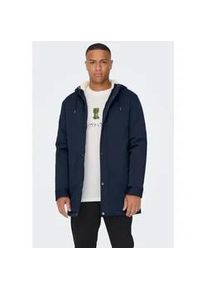 Only & Sons Parka ONLY & SONS "ALEX TEDDY PARKA" Gr. XL, blau (navy blazer) Herren Jacken