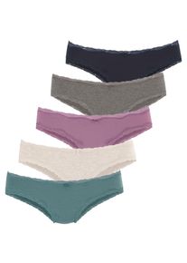 Vivance Damen Brasilslip, Gr. 44, bunt, Single Jersey, Obermaterial: 95% Baumwolle, 5% Elasthan. Spitze: 90% Polyamid, 10% Elasthan, unifarben,