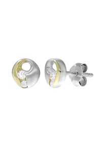 Vivance Damen Paar Ohrstecker "925 Silber zweifarbig Zirkonia", ONE-SIZE, Silber 925 (Sterlingsilber), gelb, Silber 925 (Sterlingsilber), Ohrringe