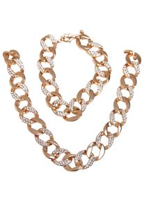 Urban Classics Damen Bettelarmband "Urban Classics Unisex Basic Diamond Necklace And Bracelet Set", one size, Zink, gold, Zink, Armbänder