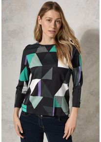 Cecil Damen Print-Shirt, schwarz, casual, Gr. XXL, bedruckt, Web, Stoff, 50% Baumwolle, 50% Modal, Shirts, im soften Baumwoll-Mix
