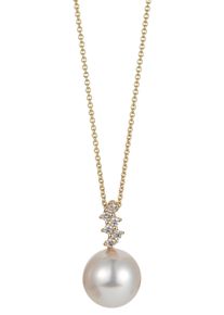 Firetti Damen Kette mit Anhänger "Schmuck Geschenk Gold 585 Halsschmuck Halskette Goldkette Ankerkette", 0,06 ct, Gelbgold 585-Perlen-Diamanten, L: