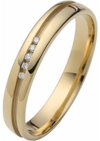 Firetti Trauring "Schmuck Geschenk Gold 375 Hochzeit Ehering "LIEBE"", 18, 0,025 ct SI = kleine Einschlüsse mit Brillanten, Gelbgold 375, 3,5mm,