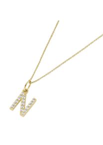 Luigi Merano Damen Kette mit Anhänger "Anhänger Buchstabe N mit Zirkonia, Gold 375", 45cm, Gelbgold 375, gold, Gelbgold 375, Halsketten