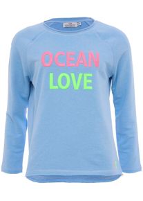 Zwillingsherz Damen Langarmshirt, blau, casual, Gr. LXL, unifarben, Sweatware, Obermaterial: 50% Baumwolle, 50% Polyester, Shirts, mit "Ocean