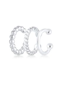 Elli Damen Single-Ohrhaken "Ohrklemme Ear Cuff 3er Set Kugel 925 Silber", OneSize, ohne Stein, Silber 925 (Sterlingsilber), silber, Silber 925