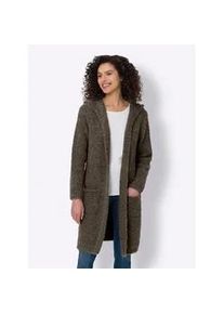 Strickjacke Heine Gr. 34, grau (dunkeltaupe-meliert) Damen Strickjacken