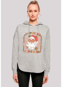 F4NT4STIC Damen Kapuzenpullover "Stay Merry And Bright Hippie Santa", grau, casual, Gr. XL, Obermaterial: 100% Baumwolle, Pullover, Premium Qualität,