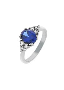 Vivance Damen Fingerring "925/- Sterling Silber rhodiniert Zirkonia weiß und blau", 058 (18,5), Silber 925 (Sterlingsilber), weiß, Silber 925