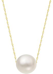 Firetti Damen Kette mit Anhänger "Schmuck Geschenk Gold 375 Halsschmuck Halskette schwebende Perle", Gelbgold 375-Perlen, L: 45cm, gold, Gelbgold