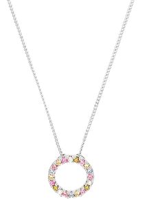 s.Oliver Damen Kette mit Anhänger "Kreis, Regenbogen-Optik, 2037837", Silber 925 (Sterlingsilber), L: 45cm, silber, Silber 925 (Sterlingsilber),