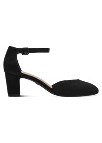 Tamaris Damen Spangenpumps, Gr. 40, schwarz, Textil, unifarben, Veloursleder, klassisch, Schuhe, Riemchenpumps, Abendschuh, Festtagsschuh,