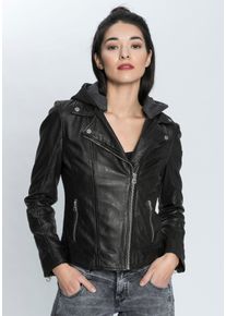 Mauritius Damen Lederjacke "ELA", schwarz, casual, Gr. 44, kontrastfarbene Details, Obermaterial: 100% Schafsleder. Futter: 100% Baumwolle.