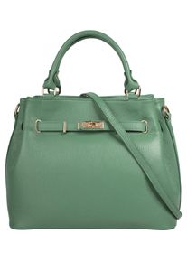 Samantha Look Damen Henkeltasche, grün, Leder, unifarben, leicht glänzend, Taschen, echt Leder, Made in Italy, geräumige Henkeltasche mit