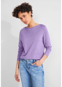 Street One Damen Rundhalspullover, lila, casual, Gr. 46, unifarben, Stoff, 60% Viskose, 40% Baumwolle, Pullover, mit U-Boot-Ausschnitt