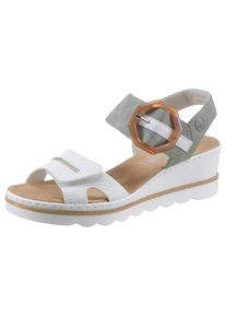 Rieker Damen Sandalette, Gr. 40, grün, Lederimitat, kontrastfarbene Details, elegant, Schuhe, Sommerschuh, Sandale, Keilabsatz, mit auffälliger