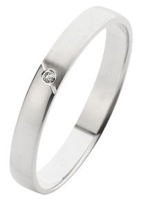 Firetti Trauring "Schmuck Geschenk Gold 375 Hochzeit Ehering Trauring "LIEBE"", 21, 0,01 ct SI = kleine Einschlüsse mit Brillant, Weißgold 375, 3mm,
