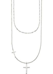 Damen Kette mit Anhänger "Schmuck Geschenk Silber 925 Layerkette mit Kreuzanhänger", Silber 925 (Sterlingsilber), L: 50cm-40cm B: 0,6mm, silber,