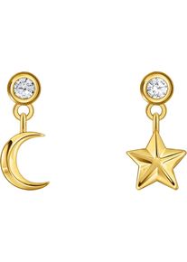 Thomas Sabo Damen Paar Ohrstecker "Mond & Stern, H2293-051-14, H2293-414-14", Silber 925 (Sterlingsilber), gold, Silber 925 (Sterlingsilber),