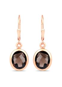VIRA JEWELS Damen Paar Ohrhänger "925 Silber rot vergoldet Glanz Rauchquarz dunkelbraun", ONE-SIZE, 4,6 ct, Silber 925 (Sterlingsilber), rot, Silber
