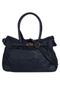 Samantha Look Damen Shopper, blau, Leder, unifarben, Taschen, echt Leder, Made in Italy