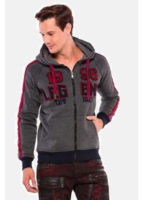 Cipo & Baxx CIPO & BAXX Herren Sweatjacke "Sweatjacke", grau, casual, Gr. S, unifarben, 70% Baumwolle;30% Polyester, Sweatjacken, Mit lässiger Kapuze, CL357