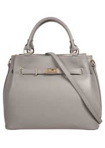 Samantha Look Damen Henkeltasche, grau, Leder, unifarben, leicht glänzend, Taschen, echt Leder, Made in Italy, geräumige Henkeltasche mit