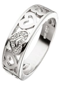 Jobo Damen Silberring "Herzen", 50, Silber 925 (Sterlingsilber), silber, Silber 925 (Sterlingsilber), Fingerringe, 925 Silber mit 7 Zirkonia