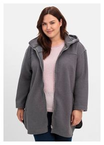 sheego Damen Langjacke "Große Größen", grau, casual, Gr. 42, unifarben, Obermaterial: 90% Polyester, 10% Viskose;Futter: 100% Polyester, Jacken, mit