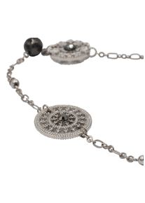 Firetti Damen Lange Kette "Figaro Blume", Metall, L: 92cm B: 3mm, grau, Metall, B:3mm, Halsketten
