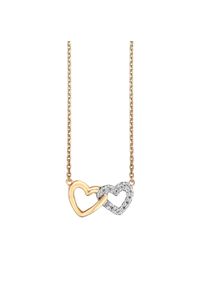 JULIE JULSEN Damen Collierkettchen "925/- Sterling Silber vergoldet 2 Herzen", 42cm, Silber 925 (Sterlingsilber), L: 42cm, gelb, Silber 925
