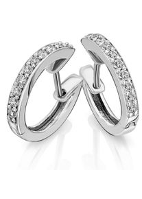Vivance Damen Paar Creolen "0,35 ct Diamant Brillant Ohrringe Creolen aus 585 Weißgold", Damen, 0.35 ct mit Diamant, Weißgold 585-Diamanten, silber,