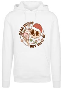 F4NT4STIC Damen Kapuzenpullover "Dead inside but jolly AF Christmas", weiß, casual, Gr. S, Obermaterial: 65% Baumwolle, 35% Polyester, Pullover,