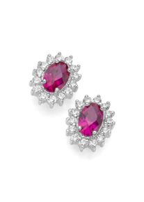 Smart Jewel Damen Paar Ohrstecker "elegant, farbige Steine und weiße Zirkonia, Silber 925", Silber 925 (Sterlingsilber), rot, Silber 925