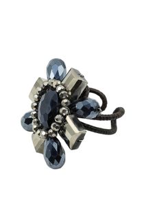 Damen Fingerring "Bologna", Glas, schwarz, Collezione Alessandro, Glas, Fingerringe