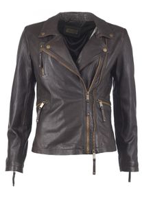 JCC Damen Bikerjacke "7080", braun, Gr. 42, Obermaterial: 100% Leder Schaf; Futter: 100% Baumwolle; Ärmelfutter: 100% Polyester, Jacken
