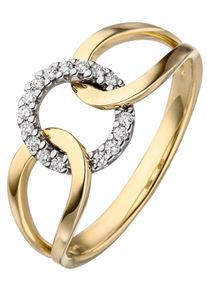 Jobo Damen Fingerring, 54, SI = kleine Einschlüsse, Gelbgold 585-Diamanten, gelb, Gelbgold 585, Diamanten, Fingerringe, 585 Gold mit 16 Diamanten