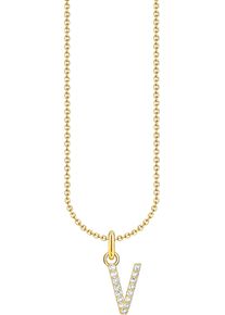 Thomas Sabo Damen Kette mit Anhänger "Buchstabe, KE2240 - KE2265-051-14-L45V, KE2240 - KE2265-414-14-L45V", 45, V, Silber 925 (Sterlingsilber), gold,
