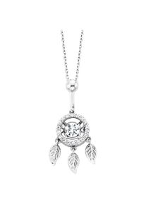 JULIE JULSEN Damen Kette mit Anhänger "925/- Sterling Silber rhodiniert 19 Zirkonia", 43cm, Silber 925 (Sterlingsilber), L: 43cm B: 10.0mm, silber,